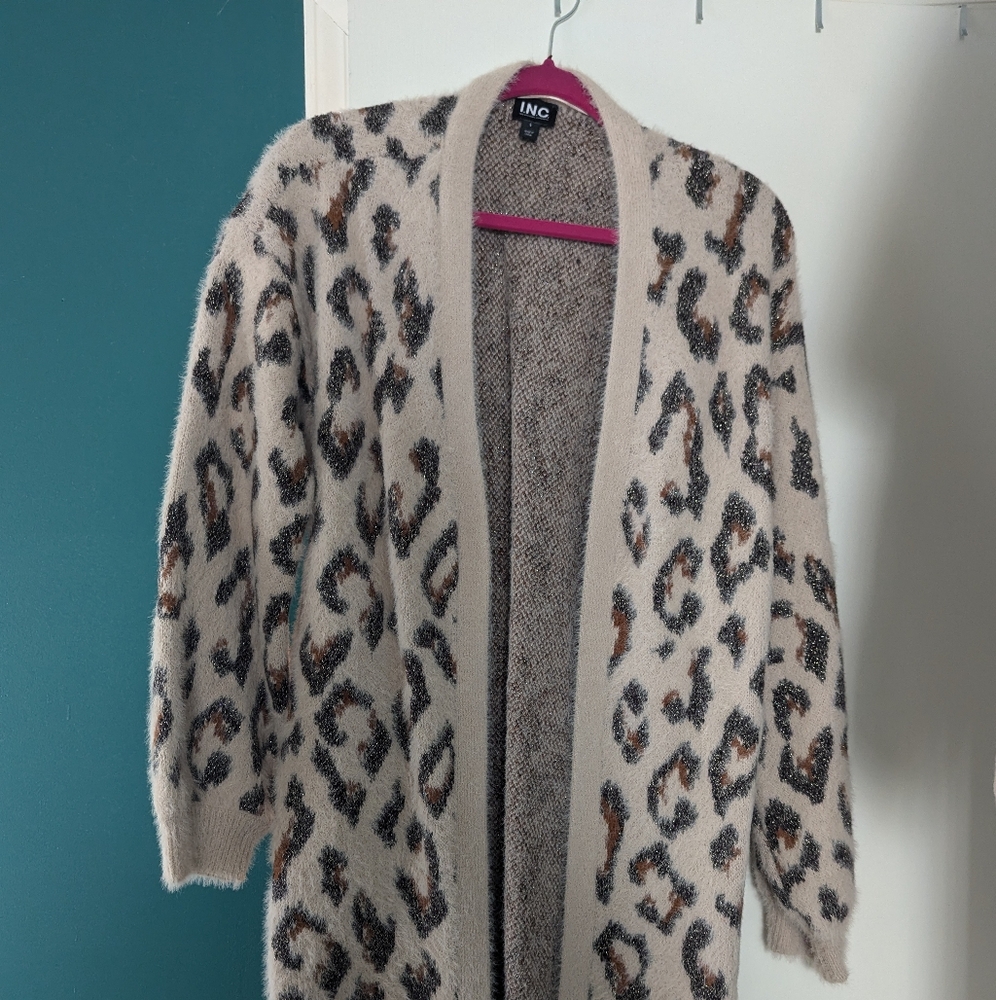 INC International Concepts Women's Leopard Print Sweater - Beige